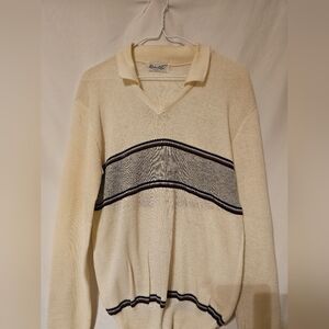 Vintage Cream Sweater with Stripes Michael Law cream striped sweater Size